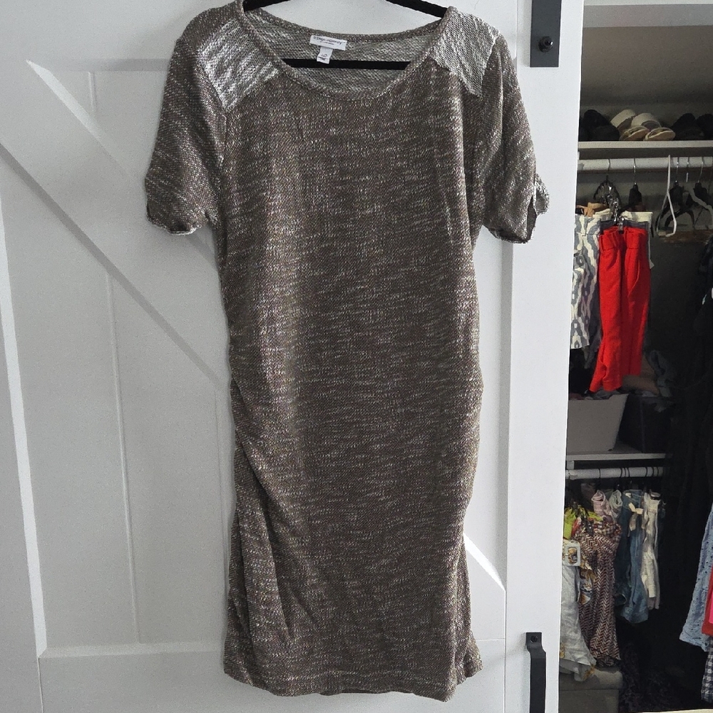 Liz Lange Brown and Silver Knit Mini Dress